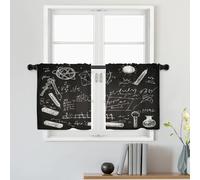 Batmerry Science Experiments - Cortinas de nivel para equipos de laboratorio, símbolos químicos, conceptos de física, cortinas cortas de cocina, cenefa pequeña para baño, 2 unidades de 26 x 24