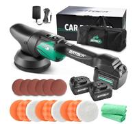 BATOCA S2 Pulidora Coche Bateria,Pulidora Excéntrica/Orbital 8mm,Indicador de Velocidad LCD,Kit Portátil Pulido con 2 5000mAh Baterías,Máquina de Pulir Esponja 125mm,Almohadilla Lustradora