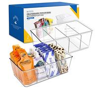 Batoto Contenedores de organización y almacenamiento de despensa, contenedores organizadores de refrigerador, transparentes, organización y almacenamiento de cocina con separadores (paquete de 2)