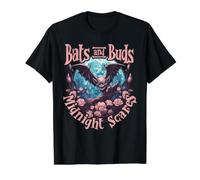 Bats and Buds Midnight Scares Halloween Gardening Gardener Camiseta gráfica económica, Hombre, Negro, XL