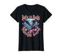 Bats and Buds Midnight Scares Halloween Gardening Gardener Camiseta gráfica económica, Mujer, Negro, XL