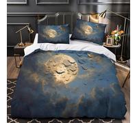 Bats Flying Around The Moon Juego De Cama Impresión En 3D,Funda De Edredón Microfibra 3 Unidades para Adolescentes Niño Niña Super King（260x220cm）