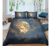 Bats Flying Around The Moon Juego De Ropa De Cama 3 Piezas,3D Fundas De Edredón,Microfibra Funda Nórdica Y Funda De Almohada, para Niño Niña King（220x240cm）