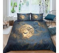 Bats Flying Around The Moon Juego De Ropa De Cama, 3D con Impresión Funda Nórdica De Microfibra con Cierre De para Niñas Y Niños Double（200x200cm）