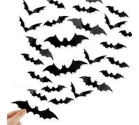 Bats Wall Decor,120 Pcs 3D Bat Halloween Decoration Stickers For Home 4 Size Black For Room Décor