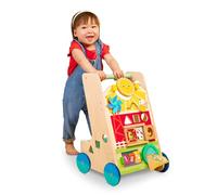 Battat Andador de Actividades de Madera, 9 Actividades educativas, Juguete de Aprendizaje y Caminar para niños pequeños, de pie, Empujar, Caminar, a Partir de 1 año, Andador de Actividades agrícolas