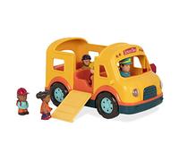 Battat - Autobús Escolar con luz y Sonido - Autobús Escolar Amarillo Luminoso - 5 Figuras de Juguete - Sonidos realistas - Señal de Stop Plegable - 18 Meses+