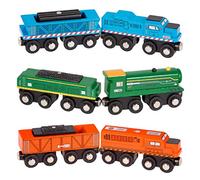Battat BT2708Z Locomotoras y Coches de Carga de Madera 6pcs Set