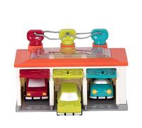 Battat - Garaje para 3 Coches - Coche Garaje Playset - Juguete Causa-Efecto - Carros Push & Go - Juguete clasificador por Colores - 2 años +