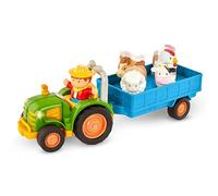 Battat tractor de juguete con remolque, animales de granja, granjero, luz, música, tractor y sonidos de animales - juguete de granja, juguete educativo para niños a partir de 18 meses