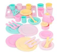 Battat PlayCircle Platos, tazas y juguetes para fiestas de té - Cocina niños pequeños - El juego de aparentar - A partir de 3 años - Dishes Wishes Dinnerware, multicolor, Small (Branford Ltd. BT7250Z)