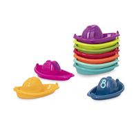Battat Stackin’ Boats, barquitos apilables numerados de baño | Set de 10 barquitos flotantes para la bañera, la piscina o la playa. Se apilan y se conectan, Barcos apilables, 6 meses y +