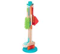 Battat Sweep n' Clean, Set de Limpieza de Madera para Juego simbólico | Set de 15 para juego simbólico con escoba, fregona, cepillo, recogedor y plumero; set de limpieza de madera; 2 años y +