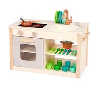 Battat - Two n' One Cookin' Fun - Play Kitchen & Market - Tamaño adecuado para niños pequeños - Menú de pizarra y esferas de horno - 25 Accesorios de cocina de juguete - 2 años +
