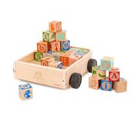 Battat - Vagón de bloques ABC de madera - Baby Blocks con vagón - Bloques alfabéticos para bebés y niños pequeños, Niños - Juguete de madera - Juguete educativo - 18 meses+