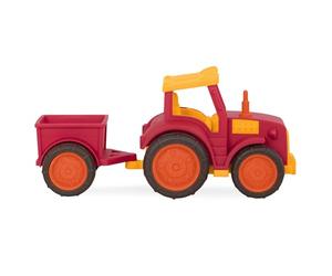 Battat Wonder Wheels by Tractor y Remolque de Juguete Rojo - Juguetes de Granja para niños, niños pequeños - El Juego de aparentar - Materiales reciclables - 1 año + - Tractor & Trailer