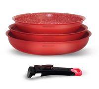 Batterie de cuisine - ARTHUR MARTIN - AMR37 - Set de 3 poeles - 20-24-28 cm + 1 poignée amovible - Tous feux dont induction