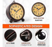 Battery Alarm Clock,night Light,vintage Hangable Super Silent Non Ticking Analog Table Clock for Bedroom Bedside, Desk,shelf