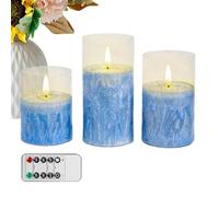 Battery Candles - Set Of 3 Real Wax Flameless Flickering Candles With Remote & Timer | 4", 5", 6" Warm LED Electric Pillars For Home Decor, Wedding, Party, Birthday, Halloween & Christmas,