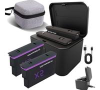 Battery Charger Set for Insta360 X5 Battery,2850mAh,Portable LED Screen Charging Case,Can Charge 2 Batteries at The Same Time Fast Battery Charger for Insta360 X5 Accessories (Charging Box+Battery*2)