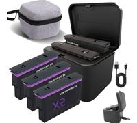Battery Charger Set for Insta360 X5 Battery,2850mAh,Portable LED Screen Charging Case,Can Charge 2 Batteries at The Same Time Fast Battery Charger for Insta360 X5 Accessories (Charging Box+Battery*3)