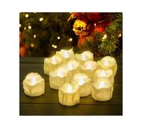 Battery Operated Timed Candles, 12 Pack LED Flameless Wishing Tea Light Candles for Christmas Halloween Home Party Warm White