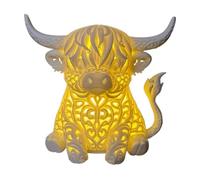 Battery Powered Cow Lamp - Animal Night Light, 3.94 Inches Table Decor with Soft Glow Effect, Accent Fixture, Ambient Lighting, Companion Lamp for Home Nursery Living Room Bathroom Dorm Apartment