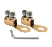 Battery Terminal Block - Pure Copper Post Terminals Battery Cable Ends | Junction Block With Hexagonal Wrench Cable Connectors For Cars Trucks RV | 2.24x1.22x0.55 Inches Rose Gold Copper Or Gold Brass