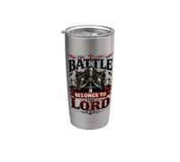 Battle Belongs To The Lord Christian Warrior Armor of God Vaso térmico de acero inoxidable de doble pared
