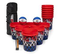 Battle Buckets - Juego de pelota gigante para patio con pelotas y cubos duraderos, juego al aire libre para césped, patio trasero y playa. El juego incluye cubos, bolas de canasta, bolsa de transporte