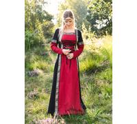 Battle-Merchant Atuendo Medieval Eleanor Rojo/Negro Edad Media Vestido Disfraz