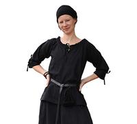 Battle-Merchant - Birga - Blusa Medieval para Mujer - Manga 3/4 - Algodón Tallas