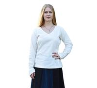 Battle-Merchant Blusa AILA con cordón para Mujer - Camisa Medieval y renacentista, para Damas vikingas - Ideal para Larp S - XXL - Natural - S