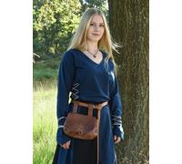 Battle-Merchant Blusa Medieval Aila Azul con Cordones para Mujer Vikinga