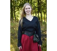 Battle-Merchant Blusa Medieval Aila Con Cordones Negra H Vikinga Mujer Disfraz