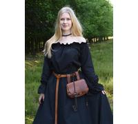 Battle-Merchant Blusa Medieval de Estilo Carmen, Negra - Camisa Dama