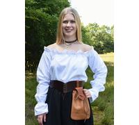 Battle-Merchant Blusa Medieval Estilo Carmen, Blanca - Camisa Para Mujer