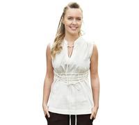 Battle-Merchant - Blusa medieval sin mangas Levke, camisa con cordones, traje de doncella, vestido, LARP, vikingo, pirata, naturaleza, M