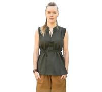 Battle-Merchant - Blusa medieval sin mangas Levke, camisa con cordones, traje de doncella, vestido, LARP, vikingo, pirata, verde oliva, M