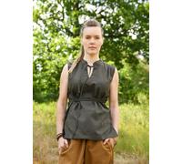 Battle-Merchant - Blusa medieval sin mangas Levke, camisa con cordones, traje de doncella, vestido, LARP, vikingo, pirata (S, verde oliva)