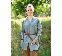Battle-Merchant - Túnica Medieval Ylva para Mujer, Camisa Medieval temprana, Traje de Criada de Tortuga, Larp, Vikingo, Pirata, Disfraz, Azul/Gris, S