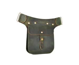 Battle-Merchant Bolso de piel medieval - Riñonera de piel - Bolsa pequeña para LARP, Cosplay y festivales, verde, Einheitsgröße, Edad Media