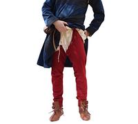 Battle-Merchant Calzas medievales para hombre, algodón, pantalones vikingos, juego de rol, disfraz de LARP, color rojo, talla L/XL