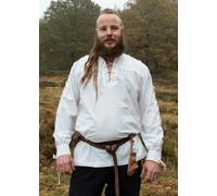 Battle-Merchant Camisa Medieval Corvin Con Cordones, Blanca