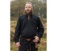 Battle-Merchant Camisa Medieval Corvin Con Cordones, Negra