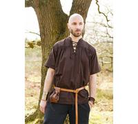 Battle-Merchant Camisa Medieval, De Manga Corta, Marrón