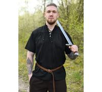 Battle-Merchant Camisa Medieval, De Manga Corta, Negra