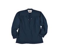 Battle-Merchant Camisa medieval Ludwig de algodón | Camisa ancha con cordones para hombre, cuello alto, manga larga, LARP, ropa vikinga, tallas S-3XL, azul, L