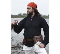 Battle-Merchant Camisa Medieval Ludwig, Negro - Camisa Medieval Vikingo LARP