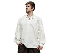 Battle-Merchant - Camisa Medieval para Hombre - Ideal para Larp Vikingo - Natural - XXL